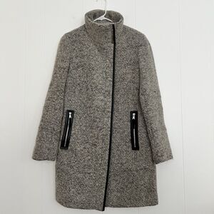 Calvin Klein Classic Greige Black Felted Zipper Wool Warm Winter Coat Women’s XS